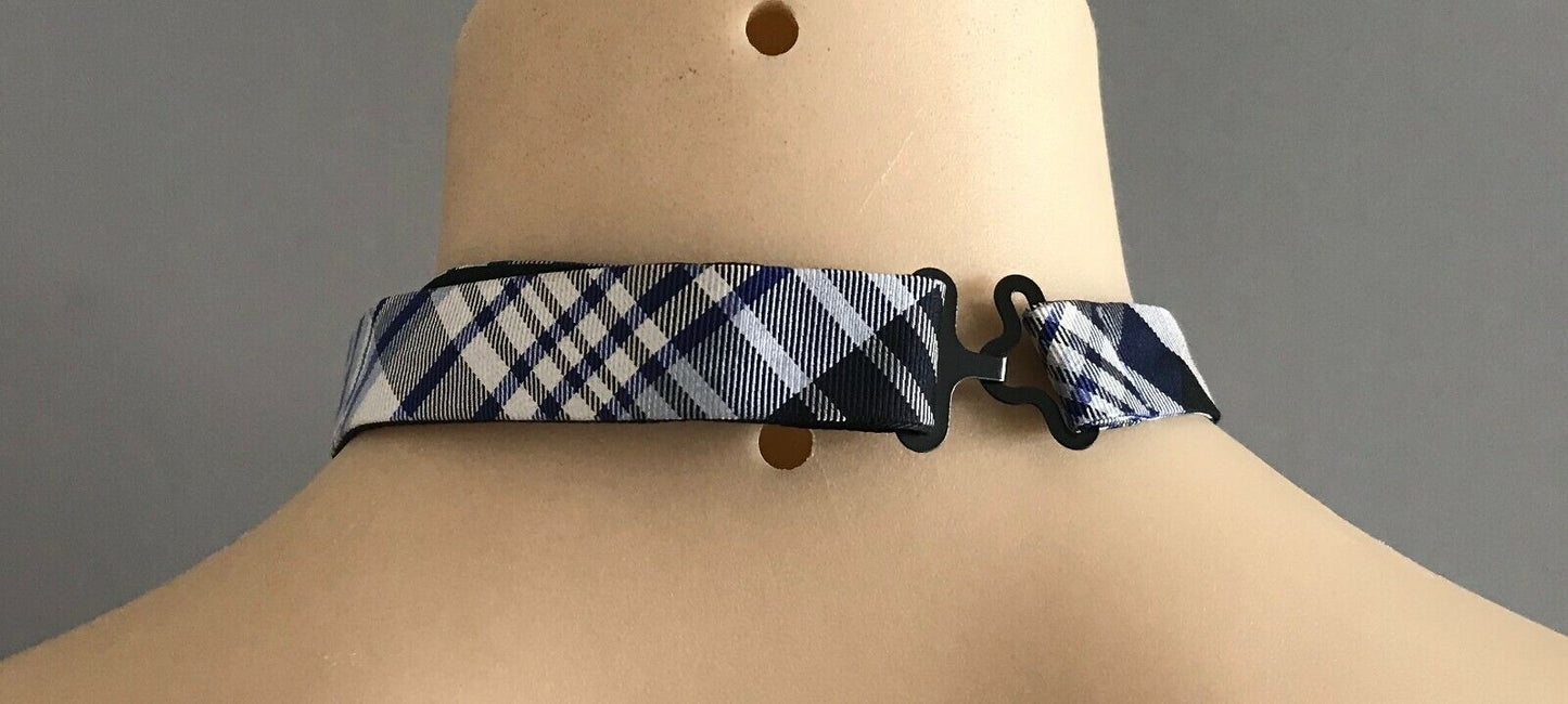 Mens DAVID JONES BowTie Blue Black Grey White Check Pre-Tied Adjustable Bow Tie