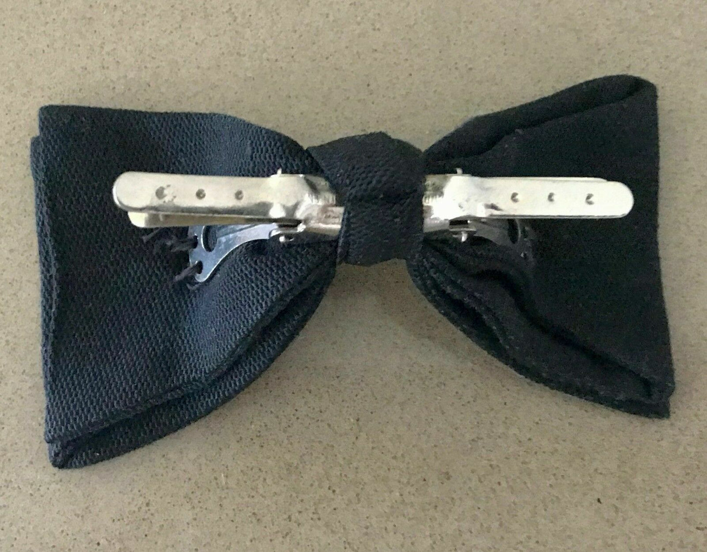 Vintage Mens CLIP ON BOW TIE Classic Black Pre-tied (2) Formal Dressy Wedding