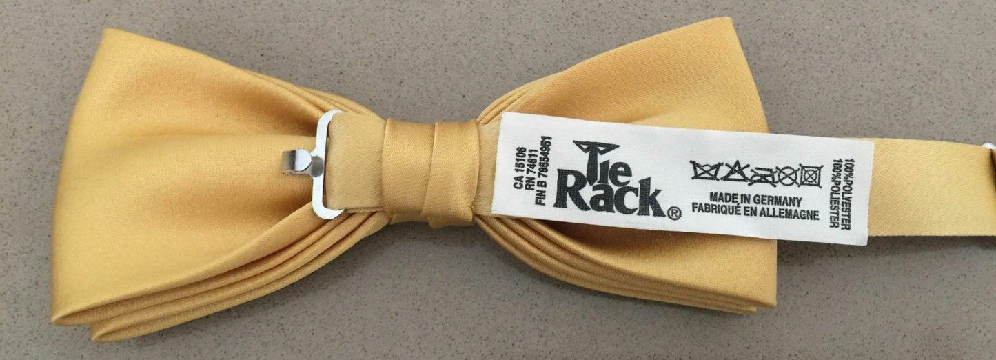 TIE RACK Mens Vintage Classic Gold Satin Look & Feel Pre-tied Bow Tie