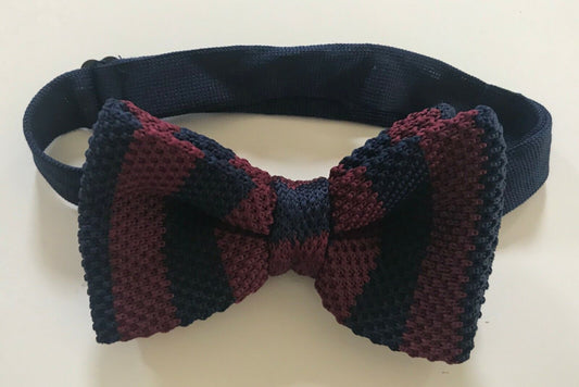 New Classic Mens BOW TIE Burgundy & Navy Blue Textured Fabric Pre-Tied Adjustabl