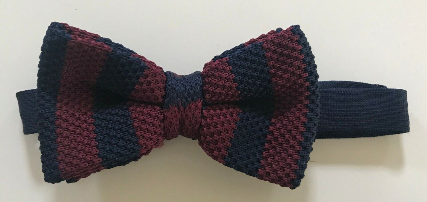 New Classic Mens BOW TIE Burgundy & Navy Blue Textured Fabric Pre-Tied Adjustabl