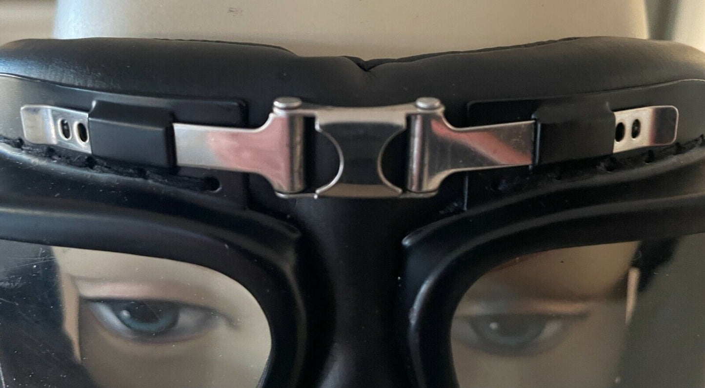 Vintage GOGGLES Red Baron Flying Adjustable Black Old Style Unisex NEW
