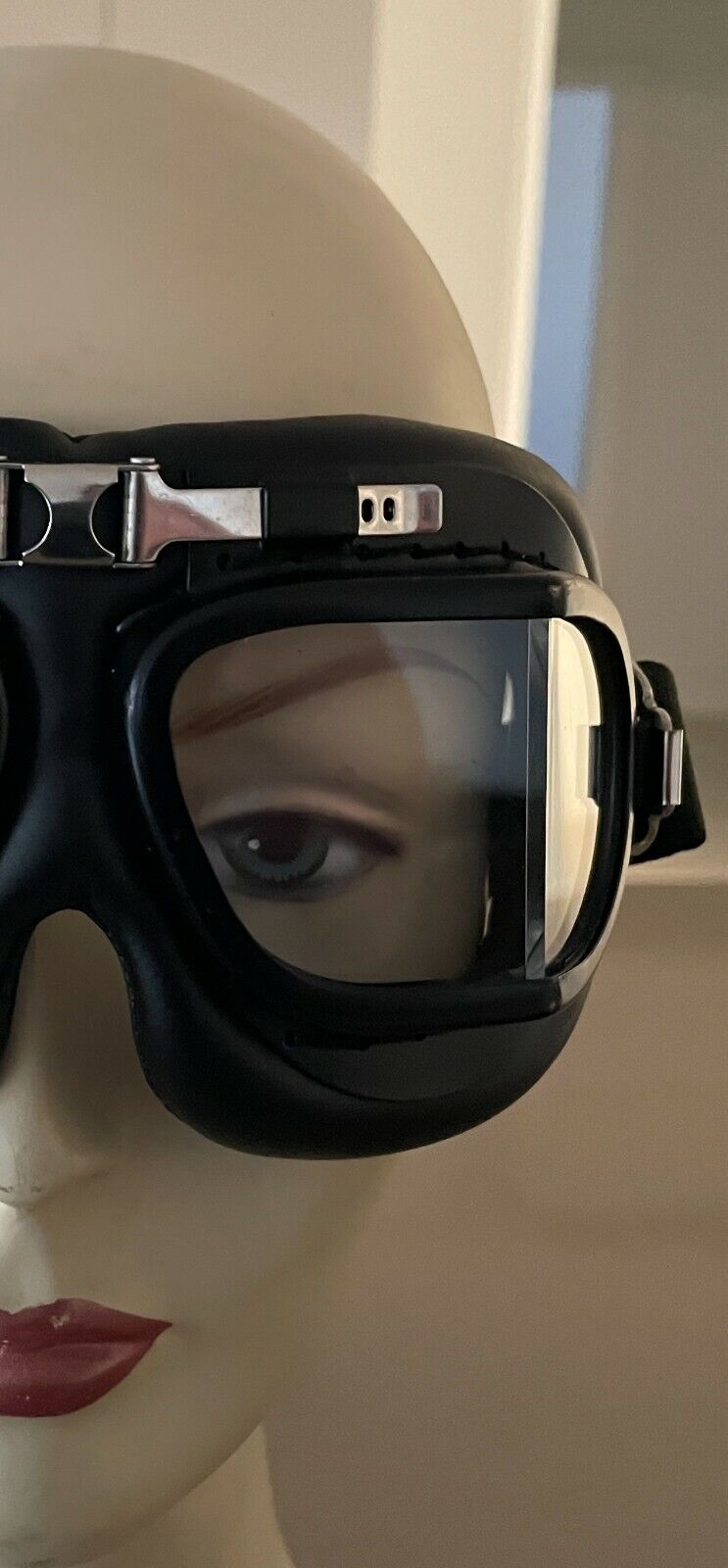 Vintage GOGGLES Red Baron Flying Adjustable Black Old Style Unisex NEW