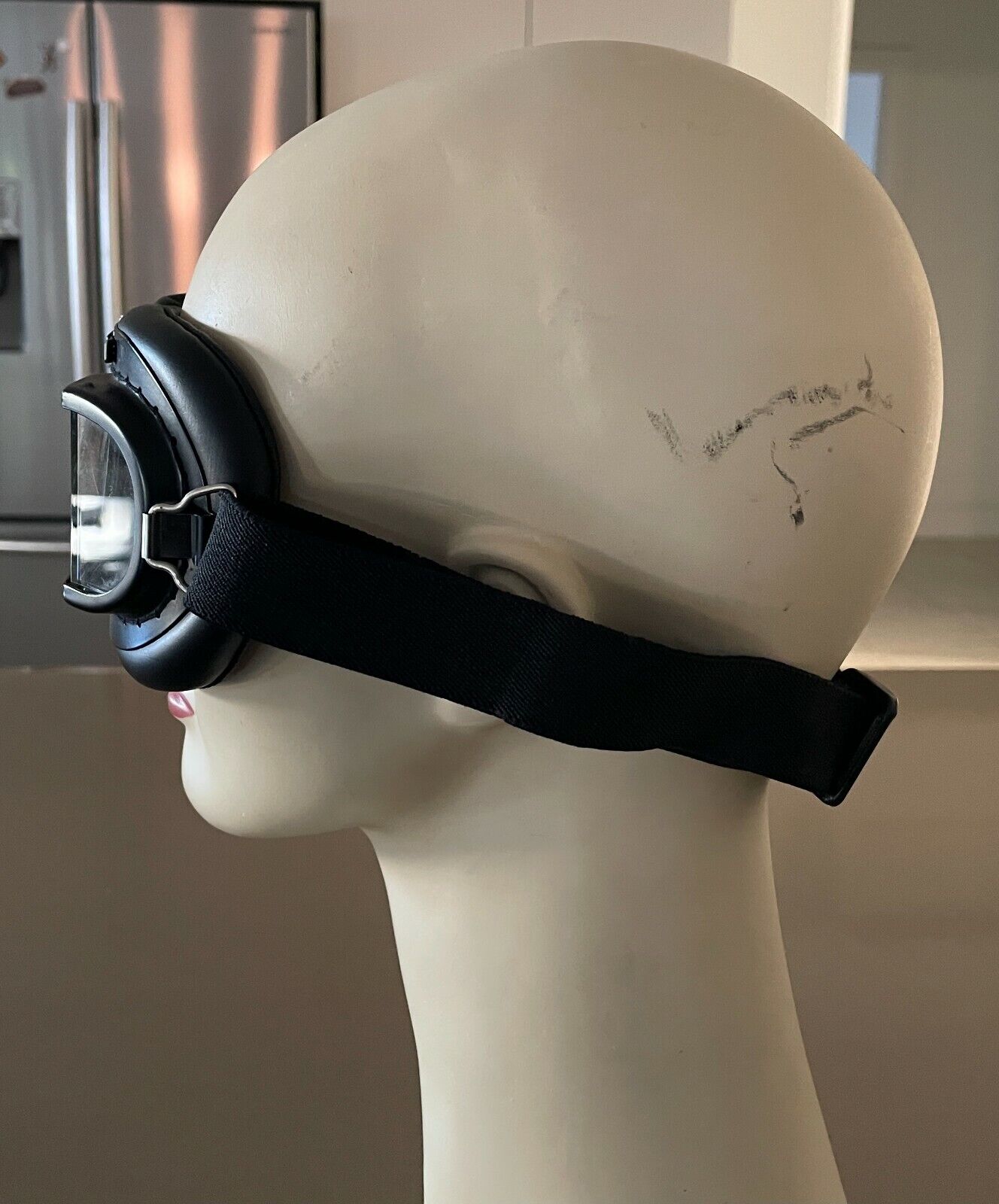 Vintage GOGGLES Red Baron Flying Adjustable Black Old Style Unisex NEW