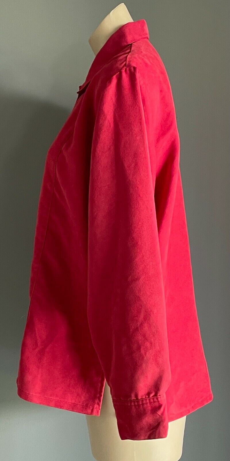 Vintage CENTRAL DEPOT Button Front Shirt Red Microsuede Long Sleeve Size 14