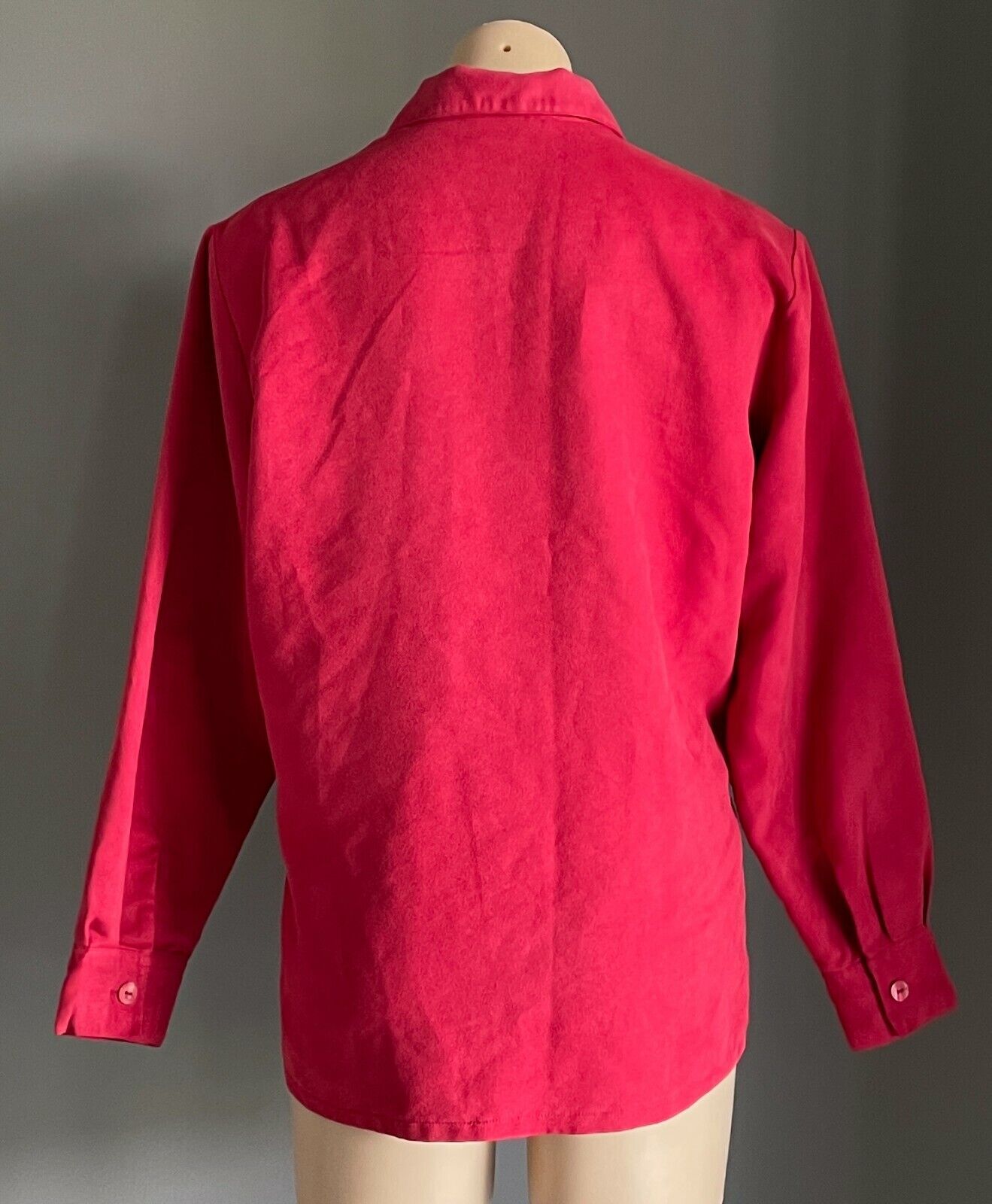Vintage CENTRAL DEPOT Button Front Shirt Red Microsuede Long Sleeve Size 14