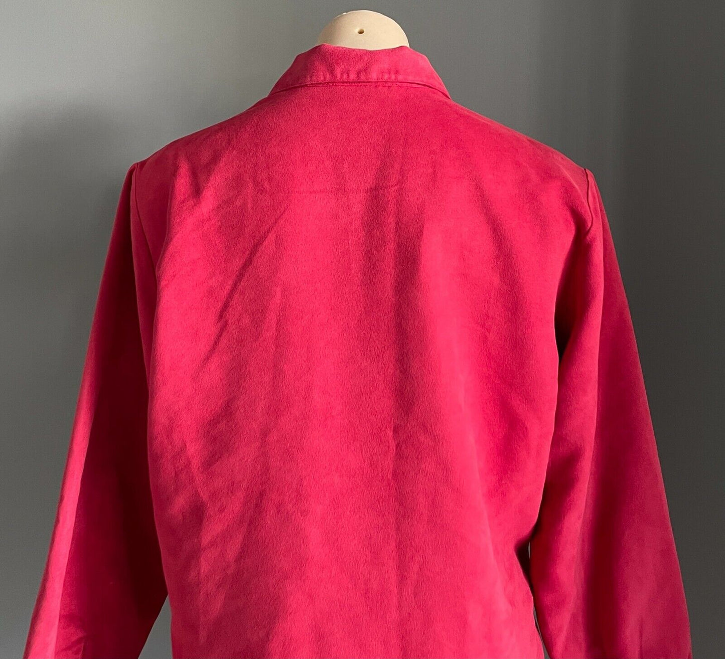 Vintage CENTRAL DEPOT Button Front Shirt Red Microsuede Long Sleeve Size 14
