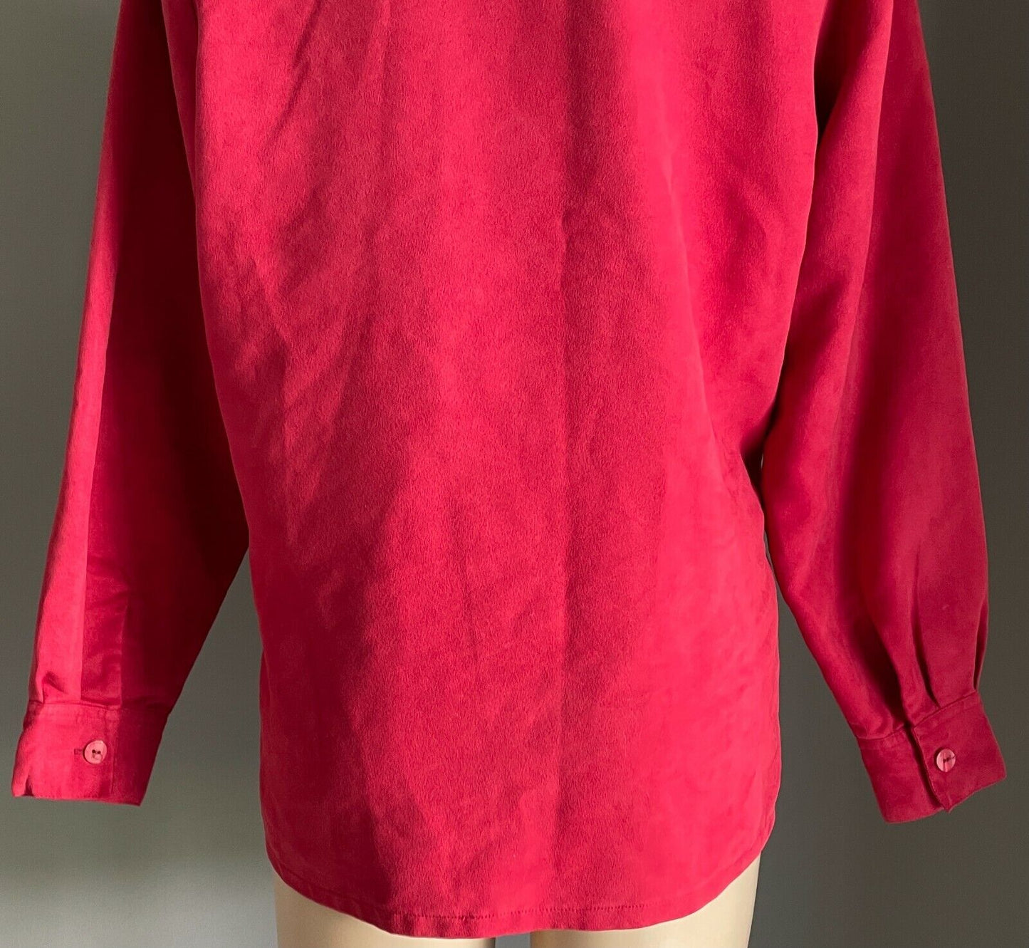 Vintage CENTRAL DEPOT Button Front Shirt Red Microsuede Long Sleeve Size 14
