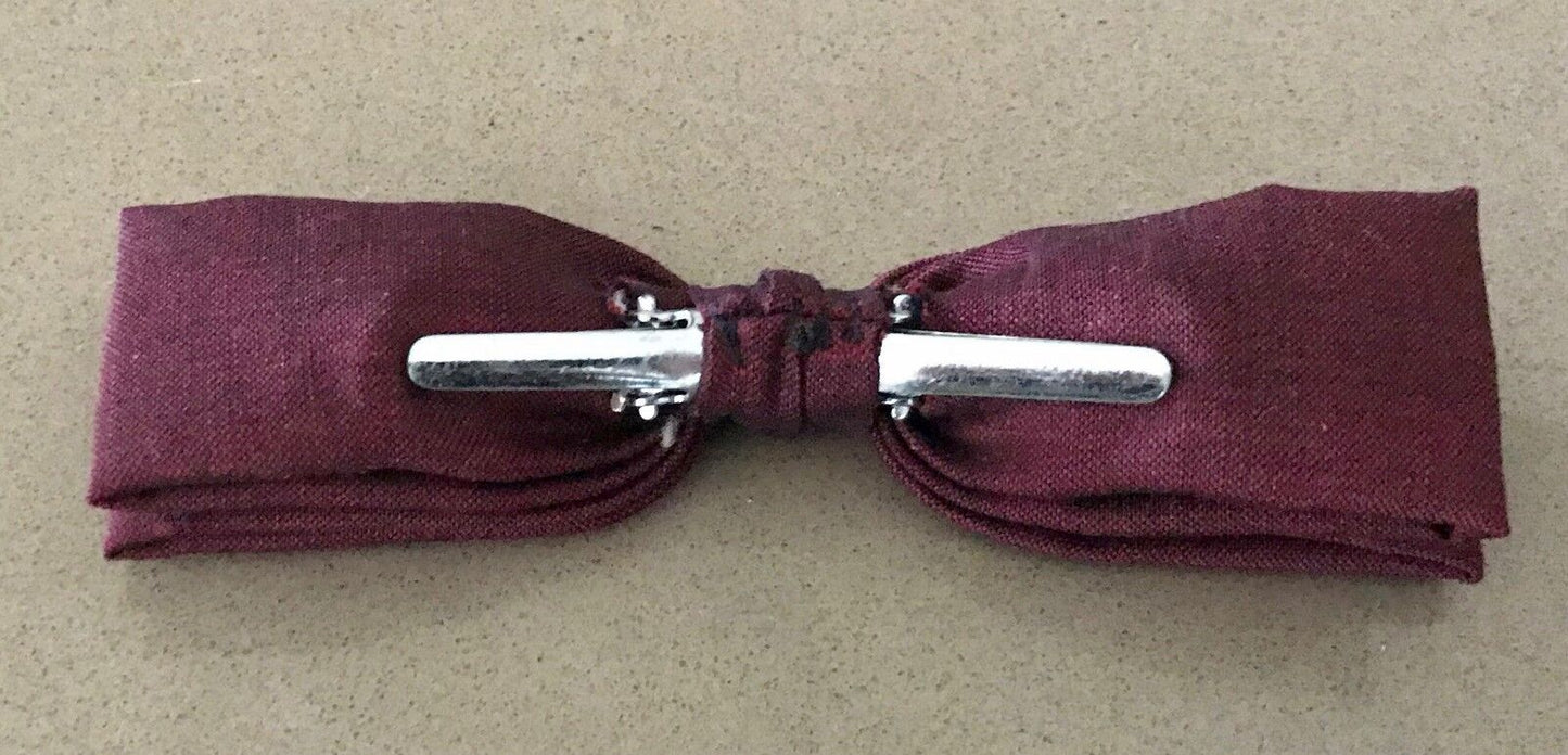 Vintage Mens Bow Tie Maroon Thin Pre-tied Clip On Bow Tie - Formal Events