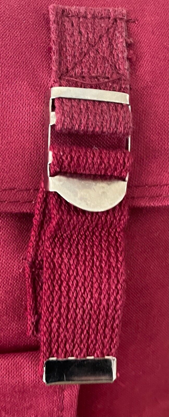 Backpack Maroon Red Square Nylon Canvas Adjustable Straps Silver Hardware NEW