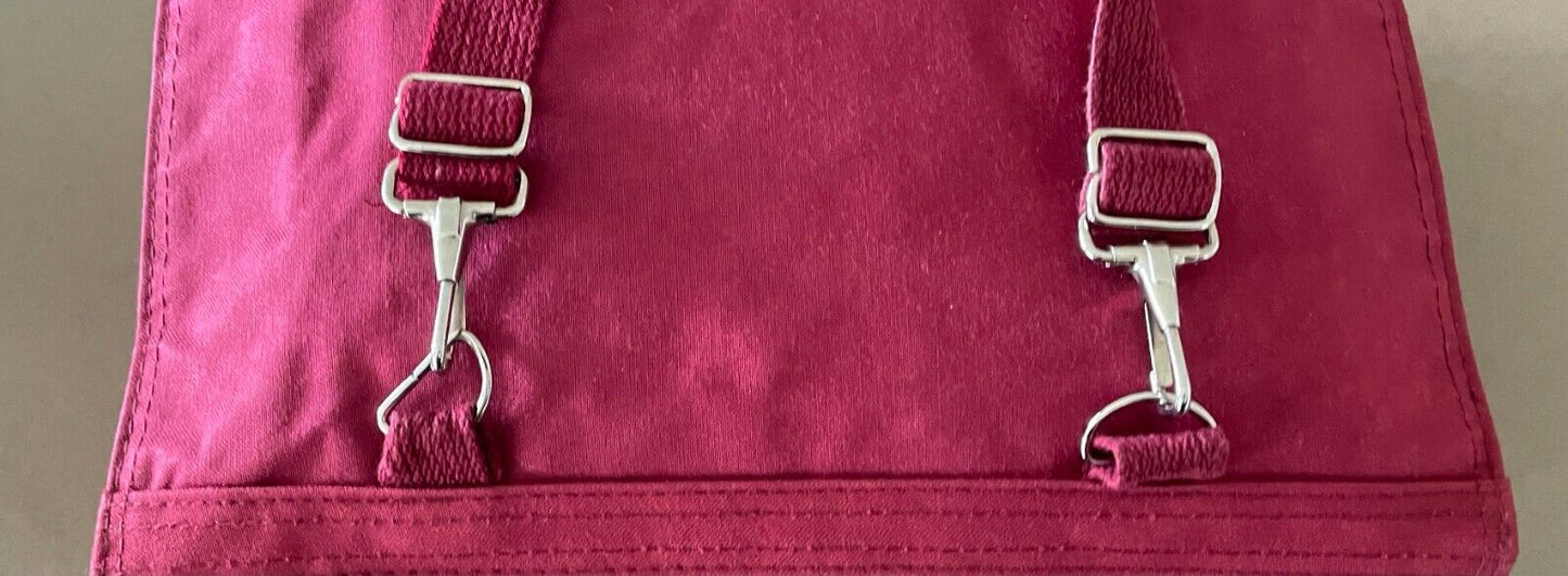 Backpack Maroon Red Square Nylon Canvas Adjustable Straps Silver Hardware NEW