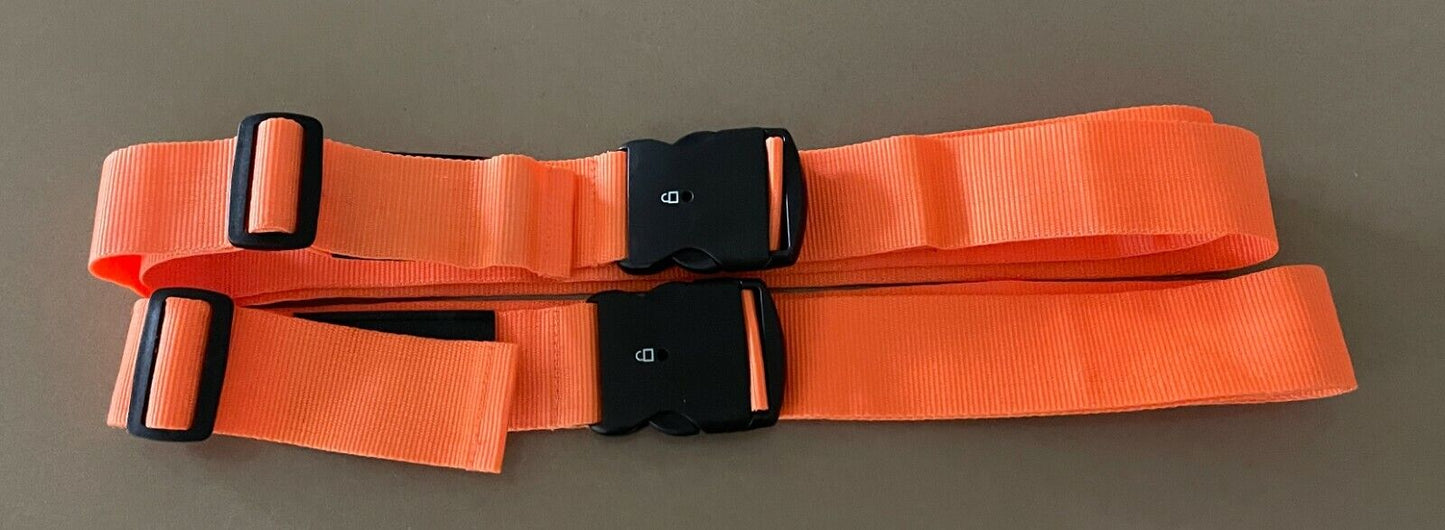 BAGS & COMPANY Luggage Straps x 2 Suitcase Strap Orange Canvas Travel Accessory