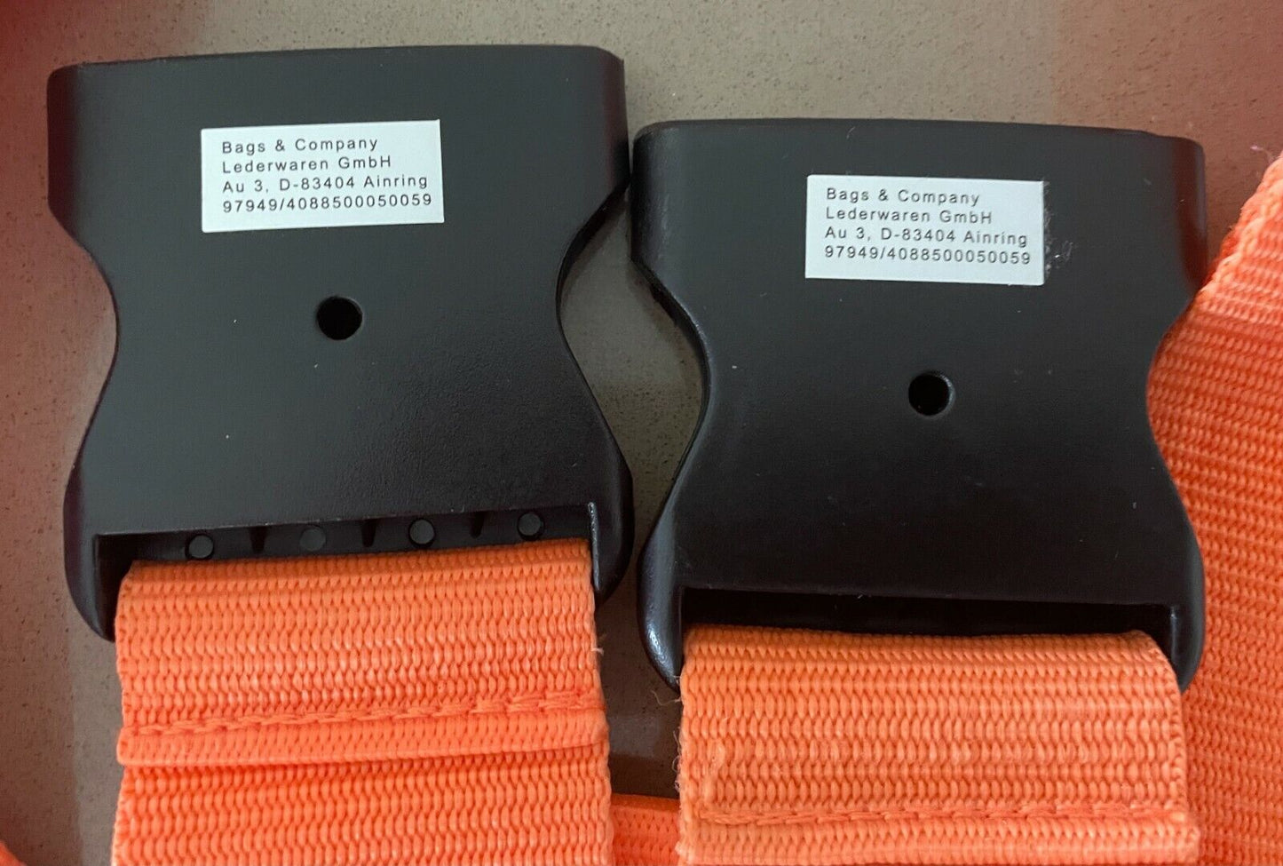 BAGS & COMPANY Luggage Straps x 2 Suitcase Strap Orange Canvas Travel Accessory