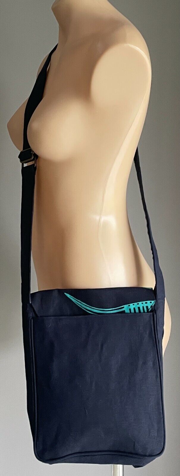 INJALAK ARTS Selina Nadjowh Crossbody Bag Green Navy Blue Hand Printed Indi NEW