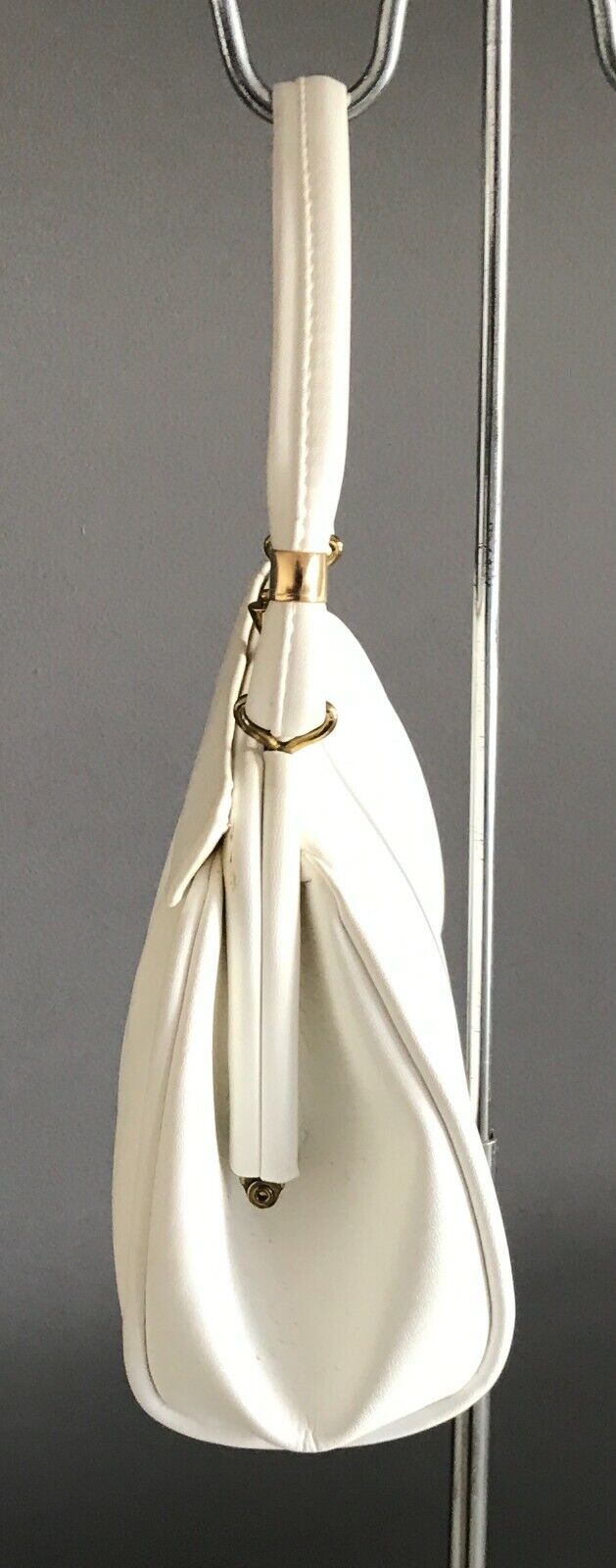 HERMES LEATHERGOODS P/L NSW Handbag White Plastic Vinyl Bag Vintage 1950s