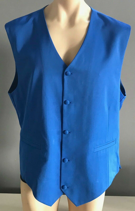 Mens WAISTCOAT Cobalt Blue Hand Made Sleeveless Vest Size XXL Formal Dressup NEW