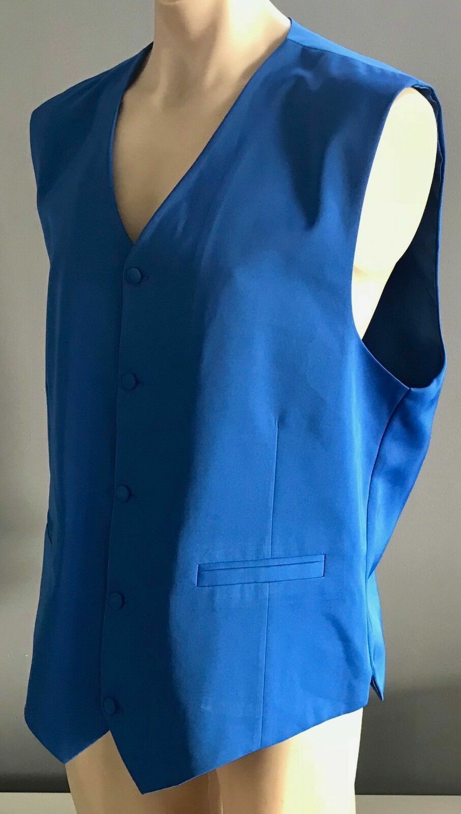 Mens WAISTCOAT Cobalt Blue Hand Made Sleeveless Vest Size XXL Formal Dressup NEW