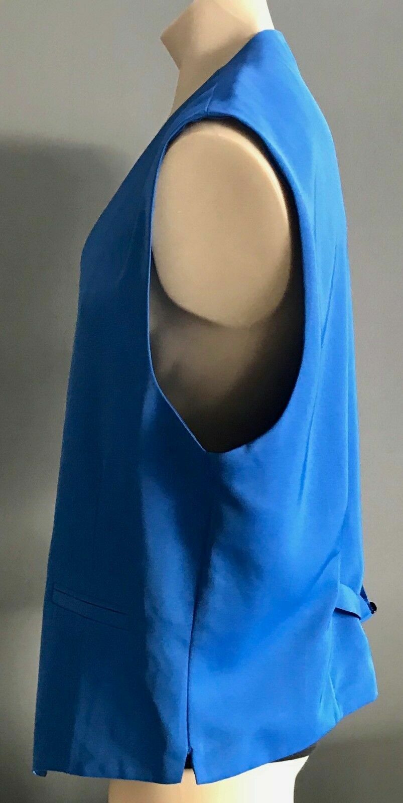Mens WAISTCOAT Cobalt Blue Hand Made Sleeveless Vest Size XXL Formal Dressup NEW