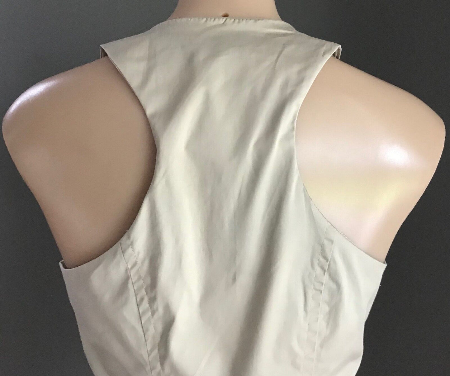 OJAY Vest Waistcoat Beige Sleeveless Fitted Racer Back Buttoned Top Size 10
