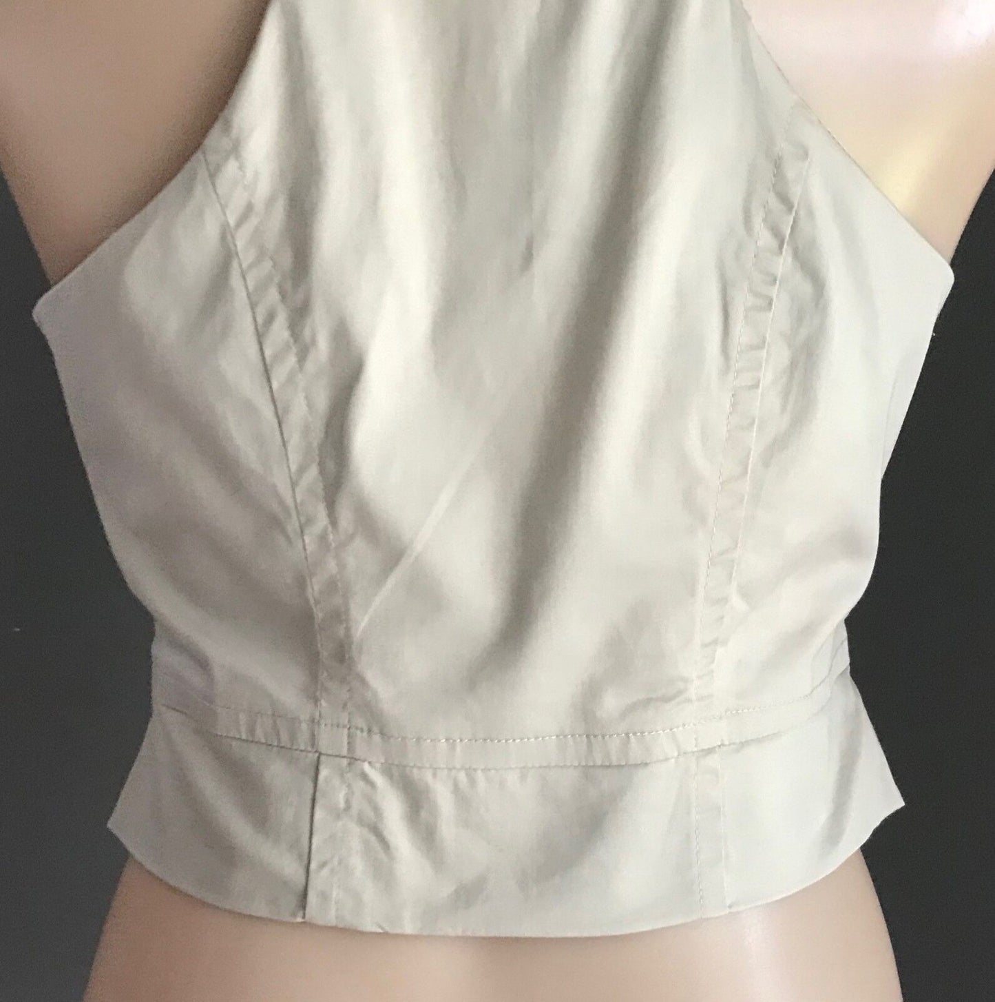 OJAY Vest Waistcoat Beige Sleeveless Fitted Racer Back Buttoned Top Size 10