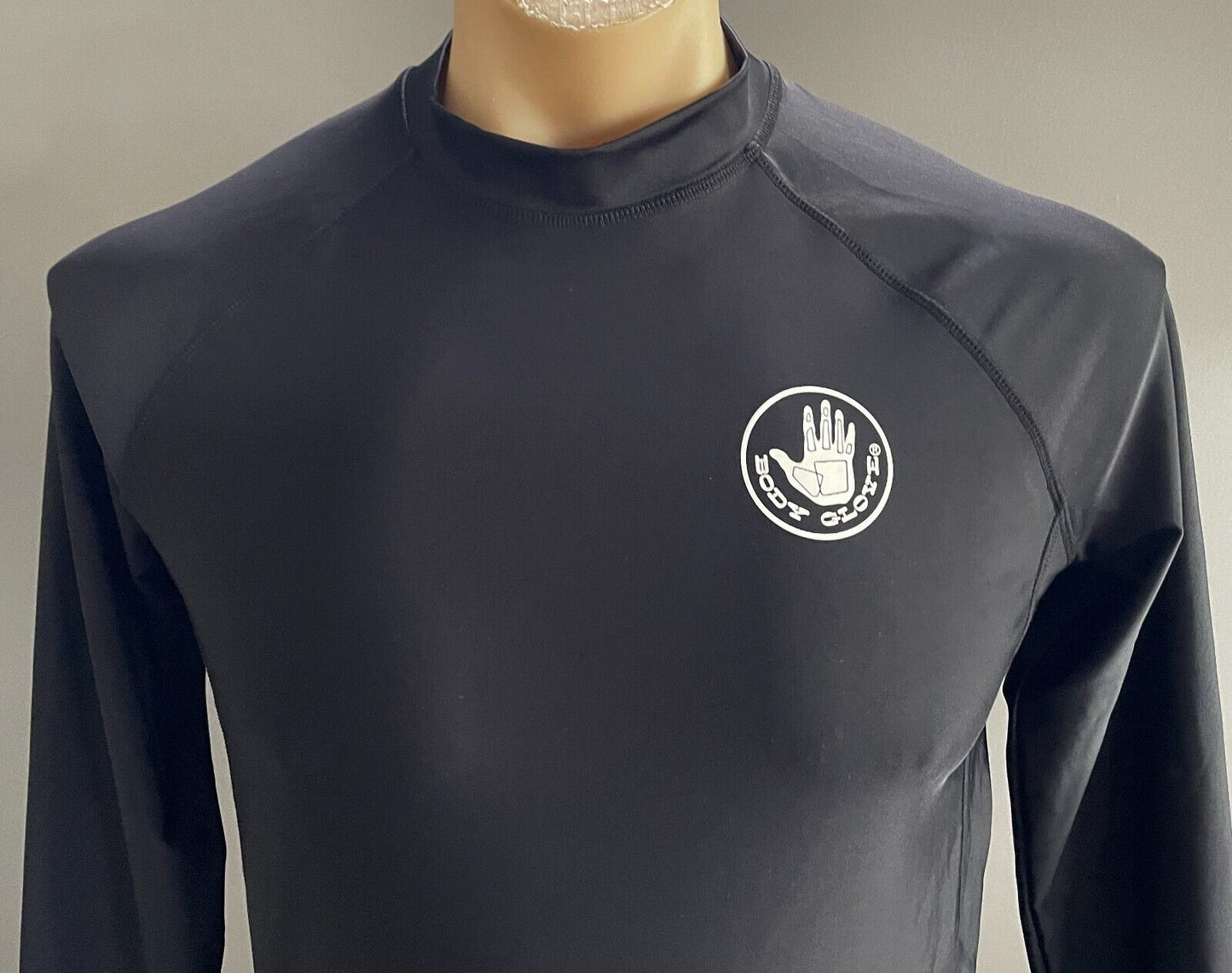 Mens Rashie Top BODY GLOVE Black Core II Long Sleeve Rash Vest  UPF 50+ Size S