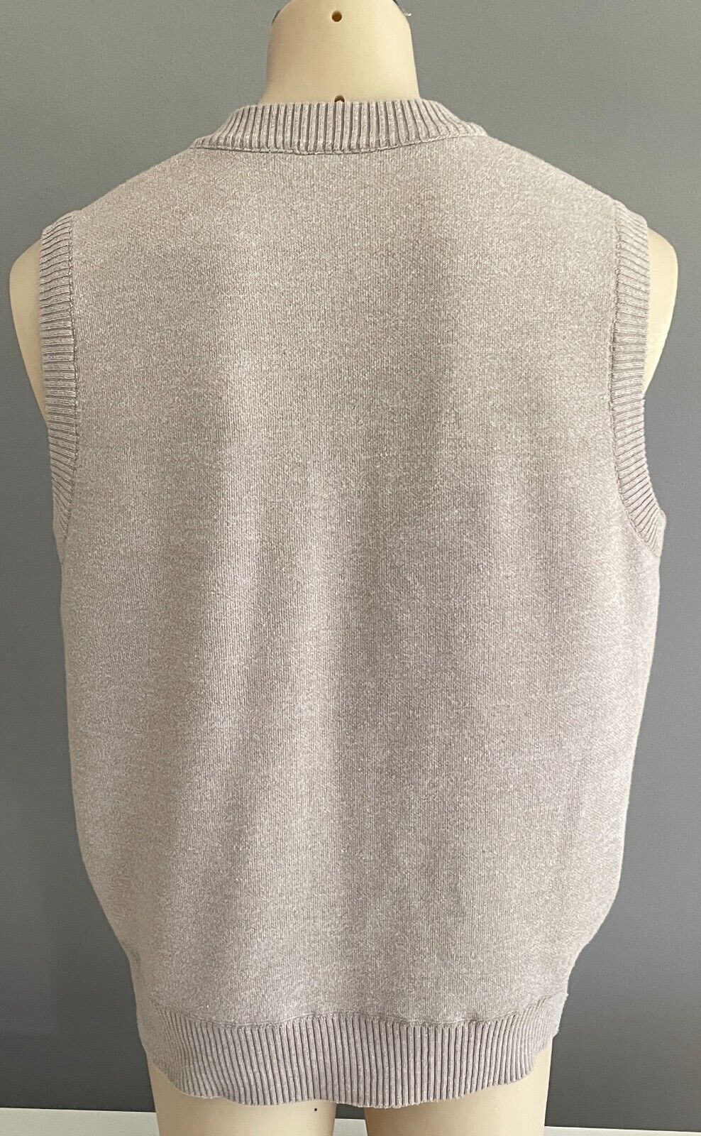 PERIZZI Grandpa Vest Taupe Brown White Argyle Button Down Size L Chest 118cm