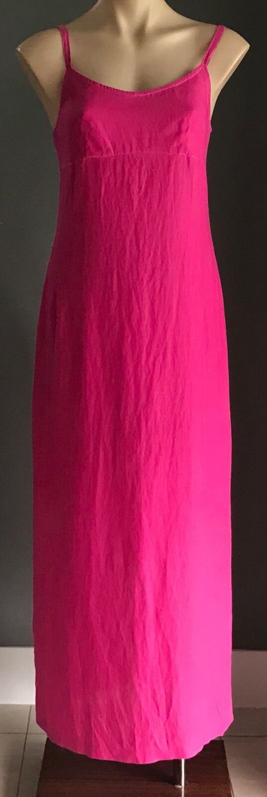 WITCHERY Maxi Dress Linen A-Line Hot Pink Resort Wear Made In Australia S 8 10