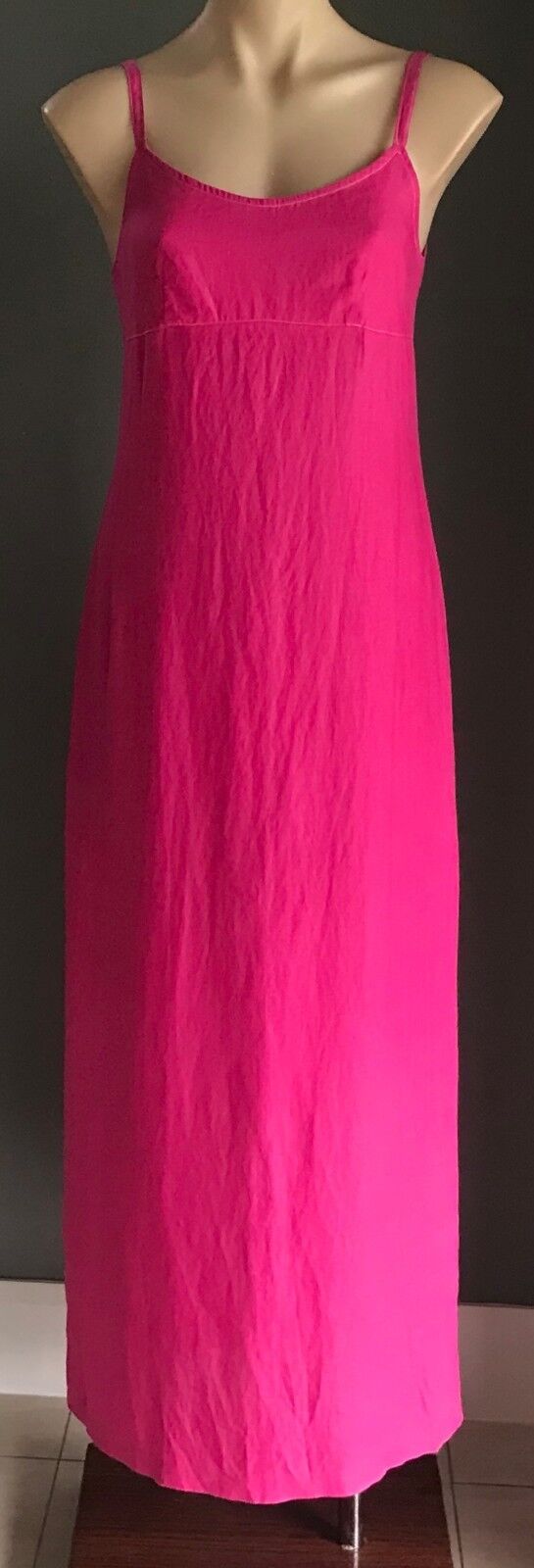 WITCHERY Maxi Dress Linen A-Line Hot Pink Resort Wear Made In Australia S 8 10
