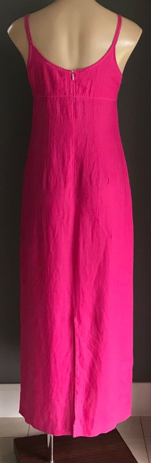 WITCHERY Maxi Dress Linen A-Line Hot Pink Resort Wear Made In Australia S 8 10