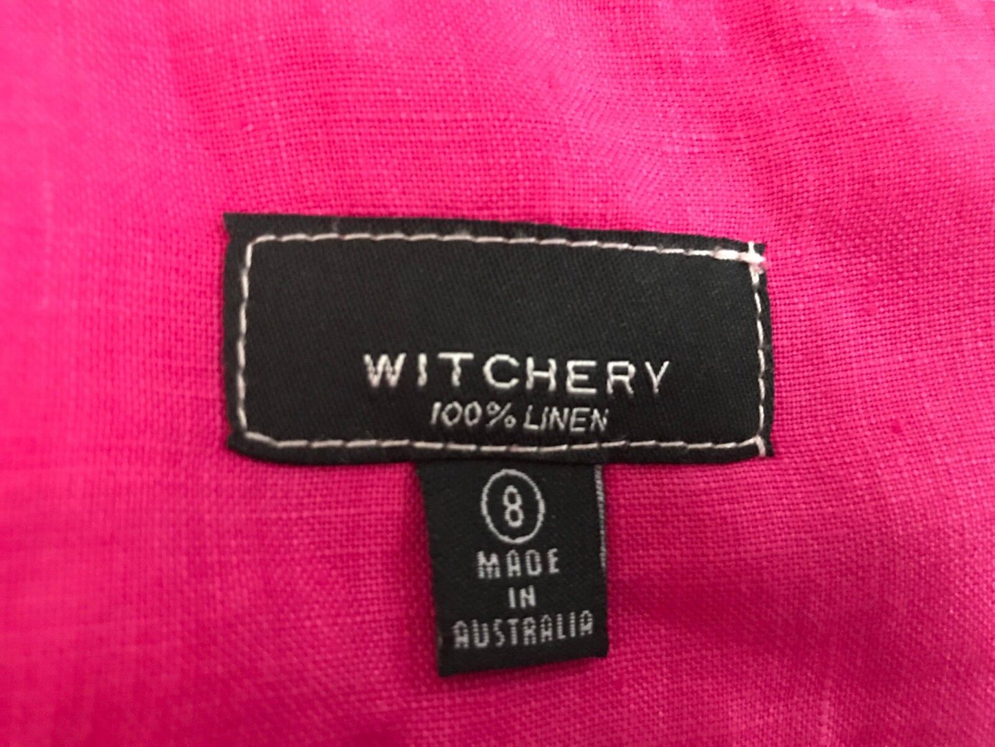 WITCHERY Maxi Dress Linen A-Line Hot Pink Resort Wear Made In Australia S 8 10