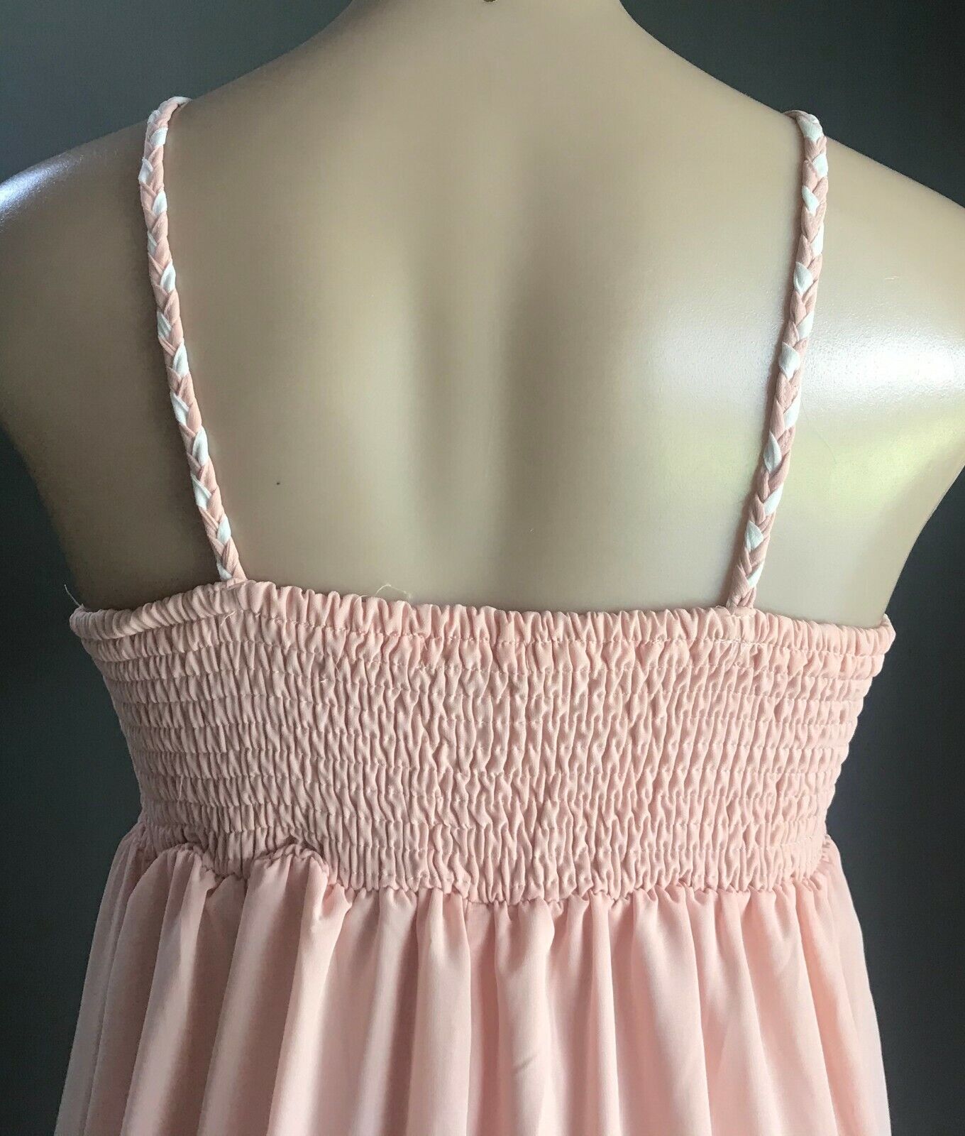 Maxi Dress REQUEST Blush Pink w White Trim Sleeveless Halter Neck Size 10 NEW