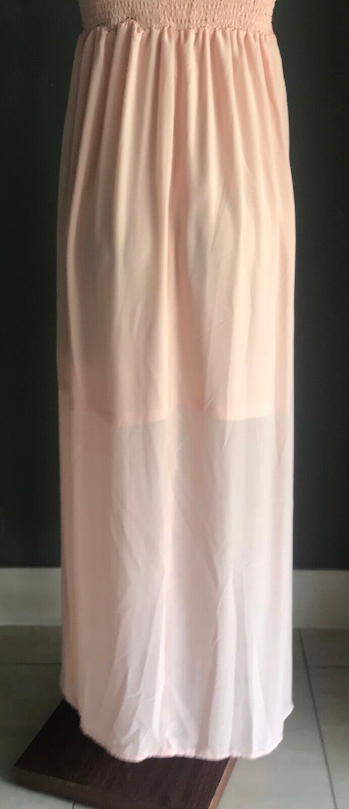 Maxi Dress REQUEST Blush Pink w White Trim Sleeveless Halter Neck Size 10 NEW