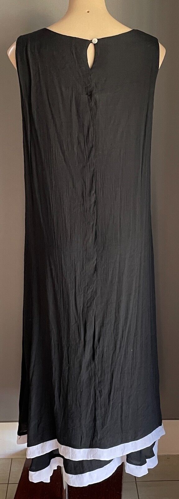 Maxi Dress BEE KEEPERS Black & White Hem Trim Sleeveless A-Line Size 14