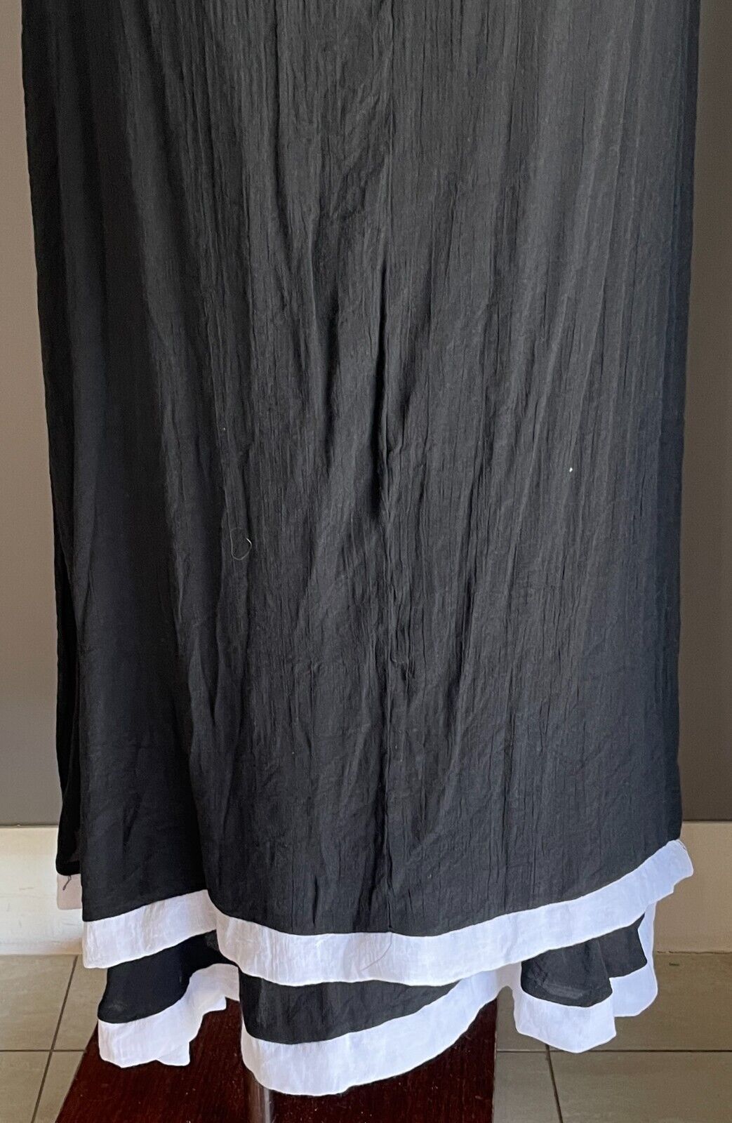 Maxi Dress BEE KEEPERS Black & White Hem Trim Sleeveless A-Line Size 14