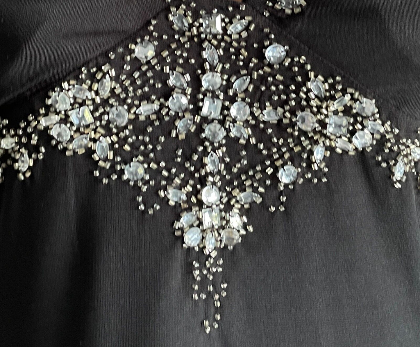 MISS ANNE Gown Black Crystal & Bead Trim Halter Neck A-Line Maxi Dress Size L 10