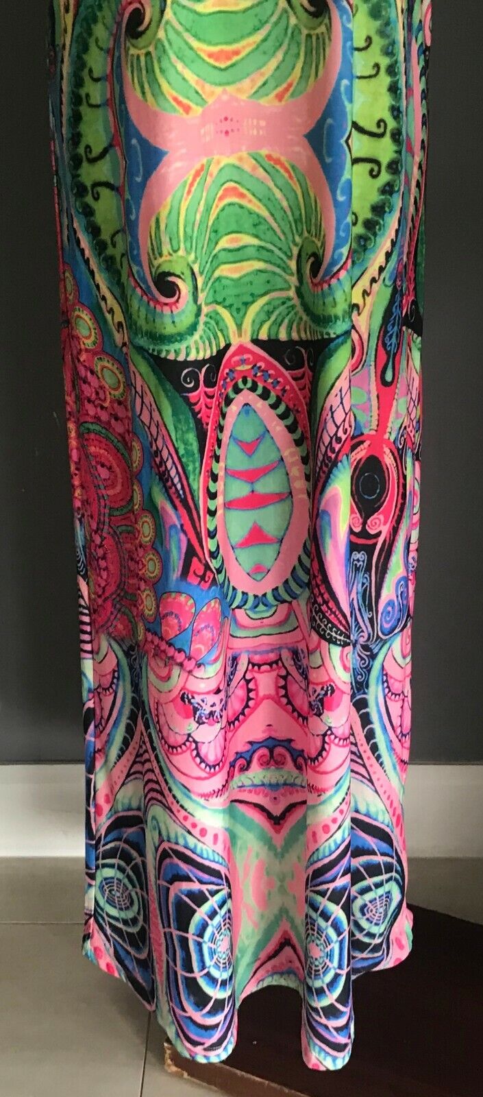 Maxi Dress MIRACLE MultiColoured & Print Sleeveless A-line Racer Back Size 14