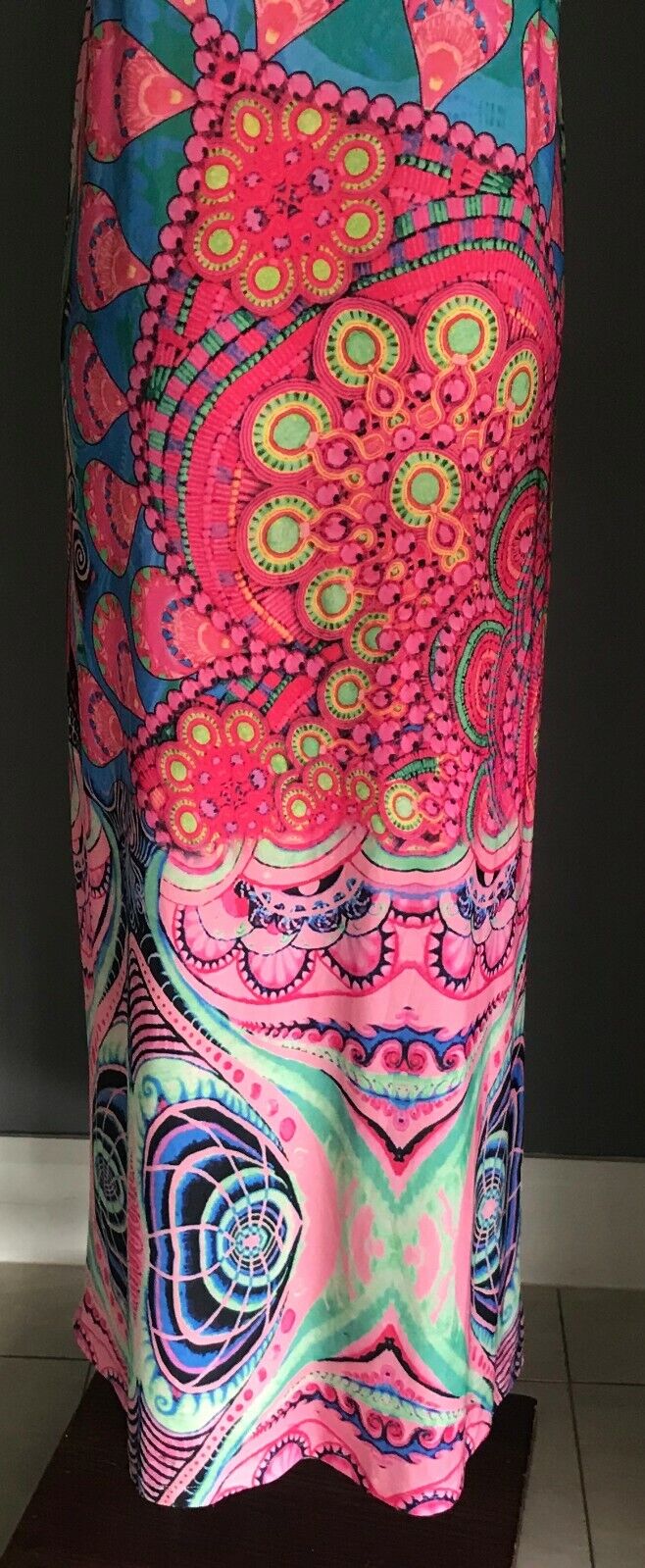 Maxi Dress MIRACLE MultiColoured & Print Sleeveless A-line Racer Back Size 14