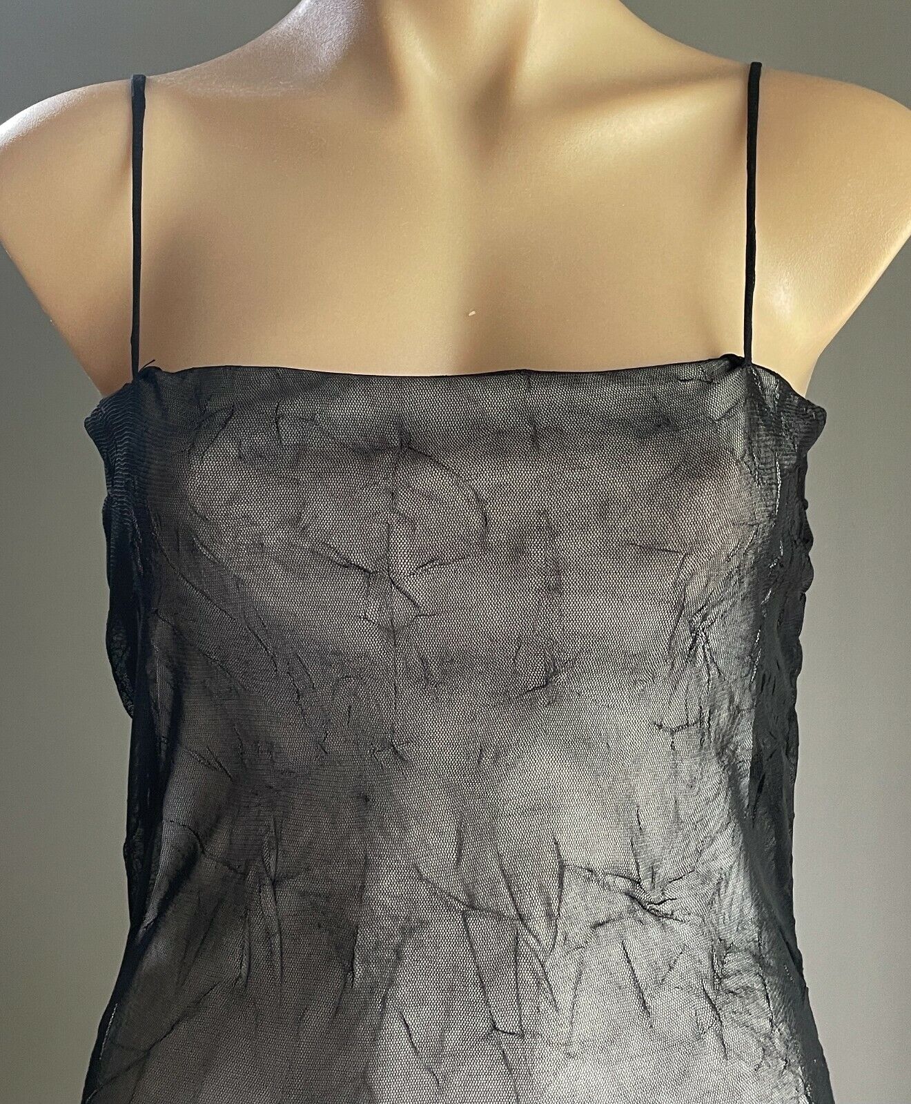 COOPER STREET CLOTHING Maxi Dress Sleeveless Crinkle Look Mesh Net Layer Size M