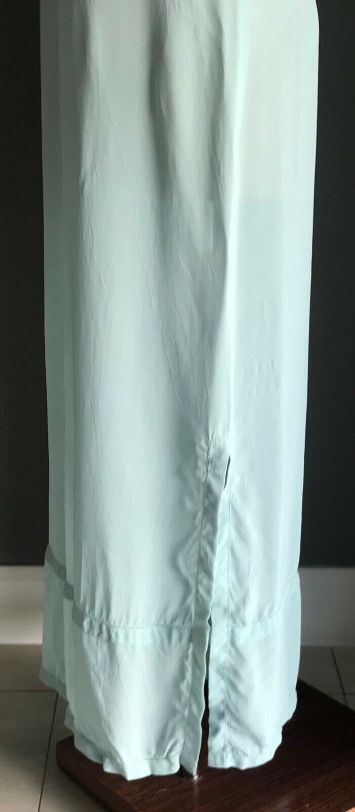 LISA HO Maxi Dress Blue Short Sleeve Semi Sheer Kaftan  Size 10 w Defect