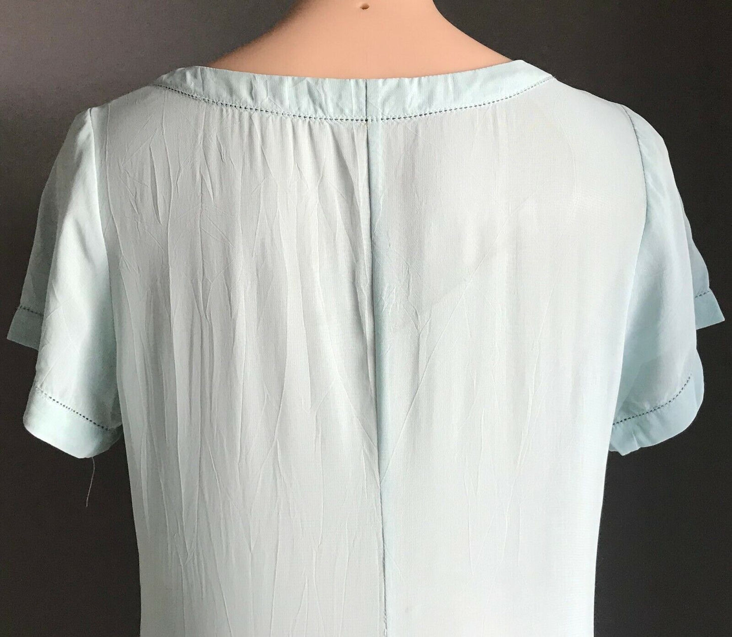 LISA HO Maxi Dress Blue Short Sleeve Semi Sheer Kaftan  Size 10 w Defect