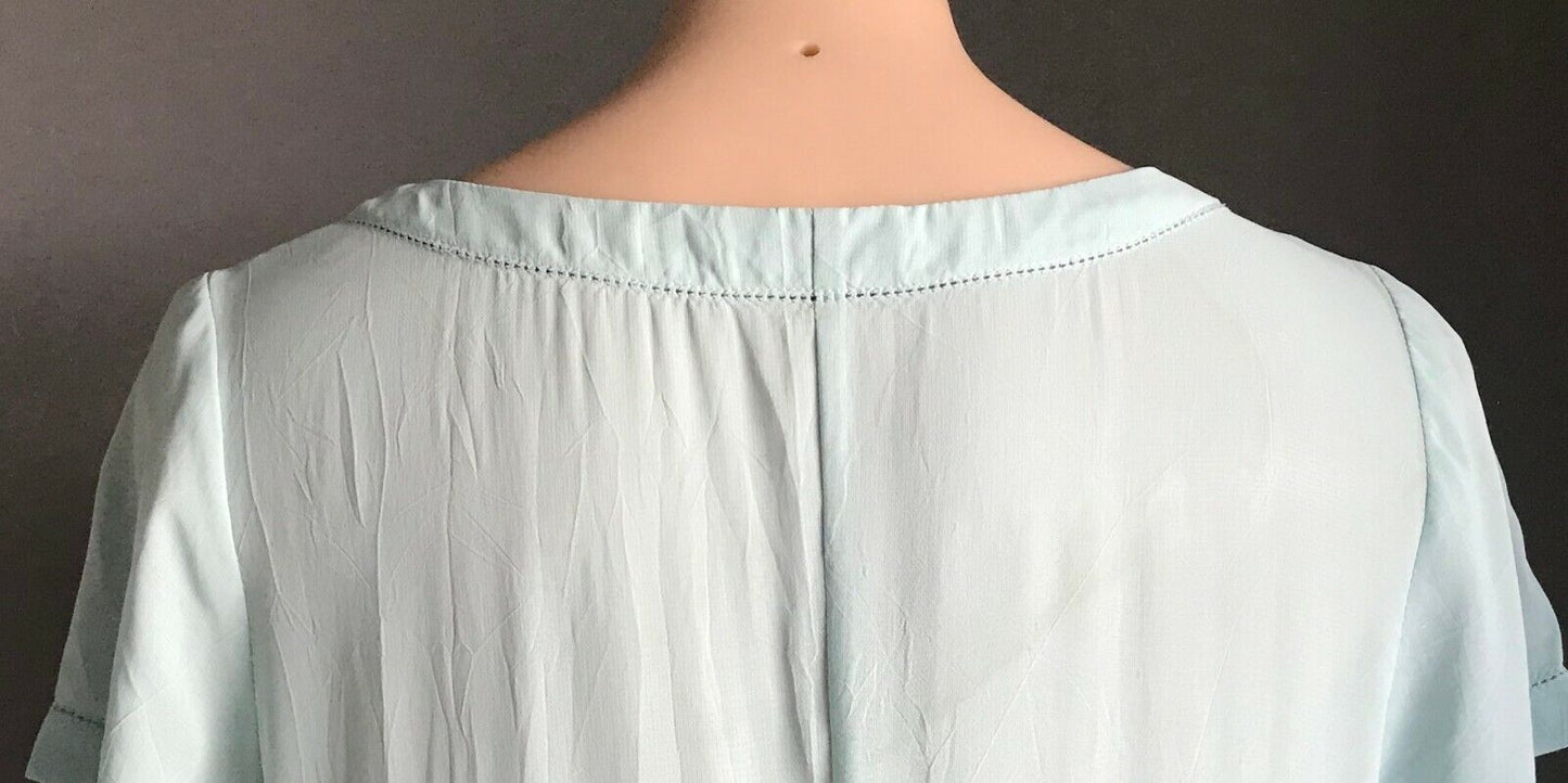 LISA HO Maxi Dress Blue Short Sleeve Semi Sheer Kaftan  Size 10 w Defect