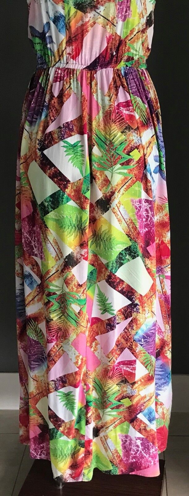Maxi Dress SILVER WISHES Bright MultiColoured Print Cut Out Bodice Size 8 10