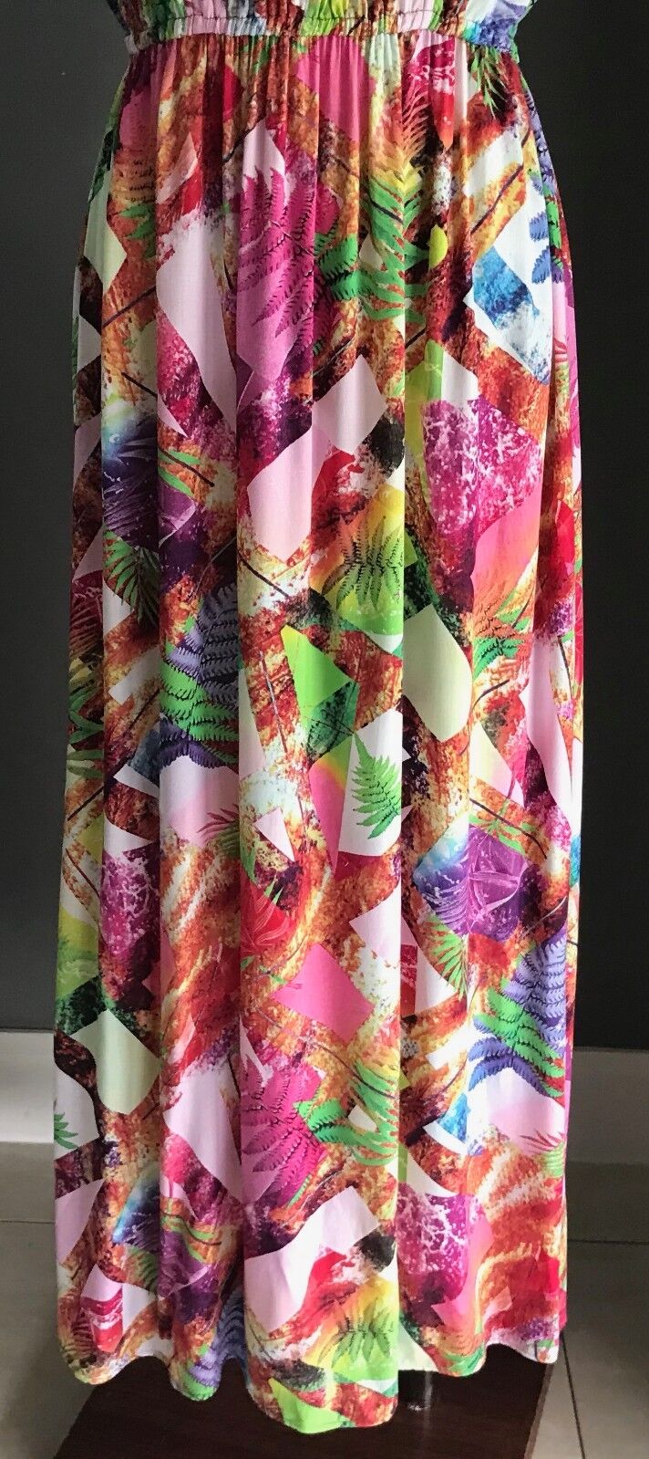 Maxi Dress SILVER WISHES Bright MultiColoured Print Cut Out Bodice Size 8 10