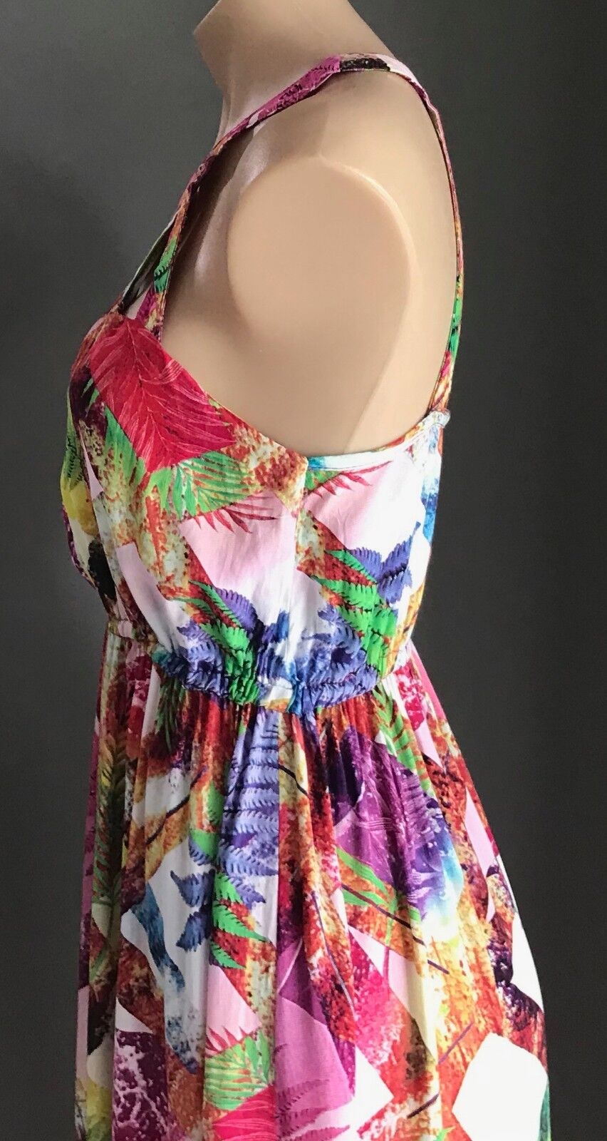 Maxi Dress SILVER WISHES Bright MultiColoured Print Cut Out Bodice Size 8 10