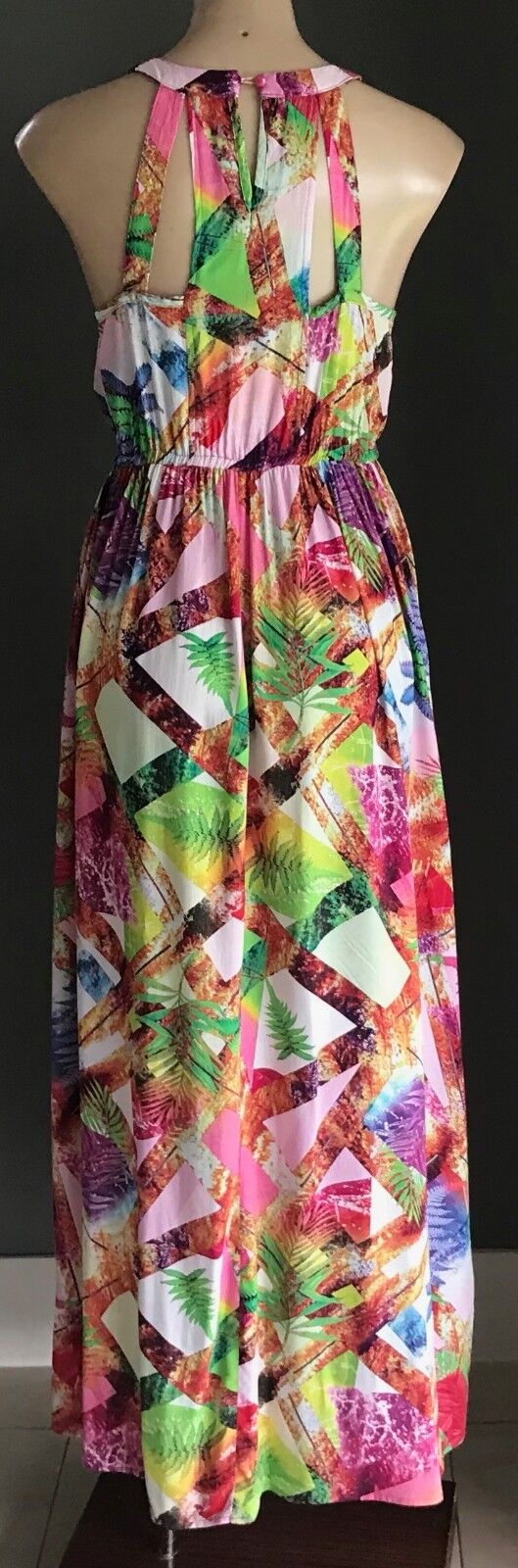 Maxi Dress SILVER WISHES Bright MultiColoured Print Cut Out Bodice Size 8 10