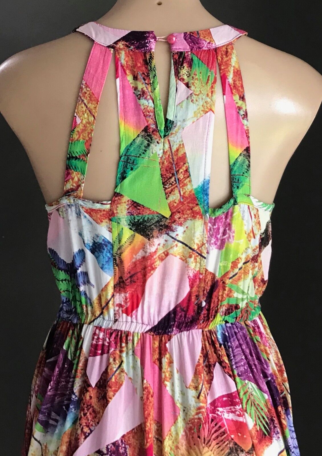 Maxi Dress SILVER WISHES Bright MultiColoured Print Cut Out Bodice Size 8 10