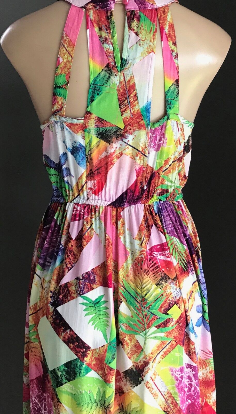 Maxi Dress SILVER WISHES Bright MultiColoured Print Cut Out Bodice Size 8 10