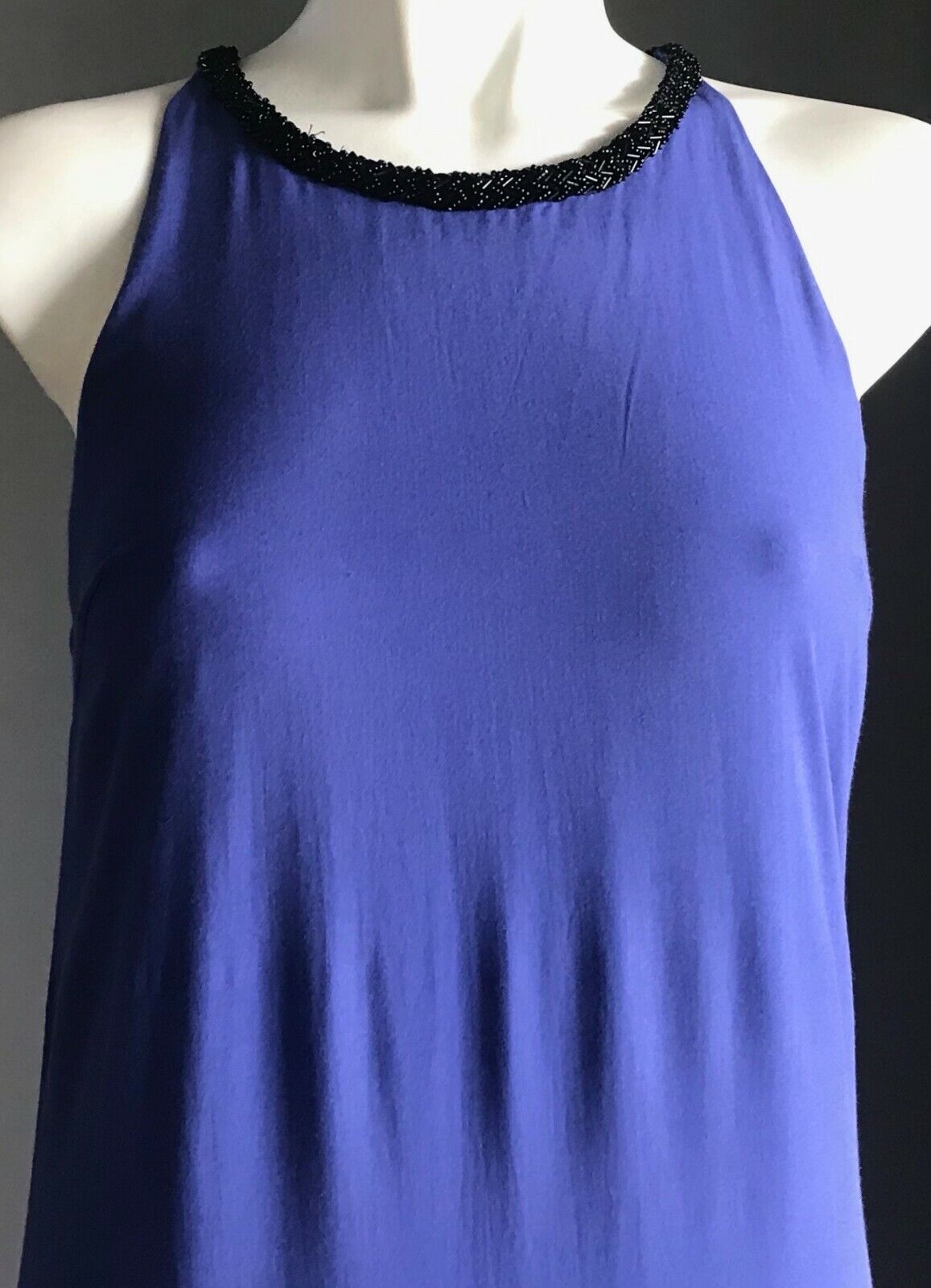 EZRA COLLECTION Maxi Dress Racer Back A-Line Blue Beaded Strap Dressy Size S NEW