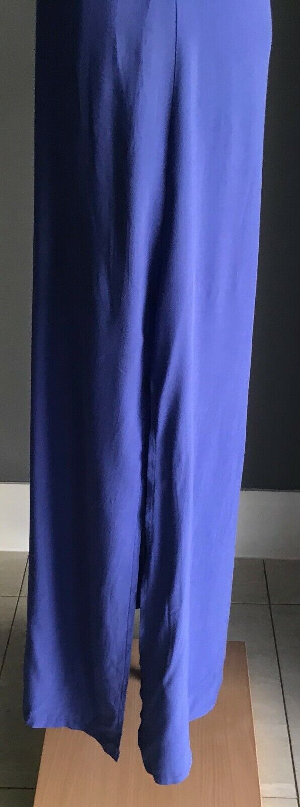 EZRA COLLECTION Maxi Dress Racer Back A-Line Blue Beaded Strap Dressy Size S NEW
