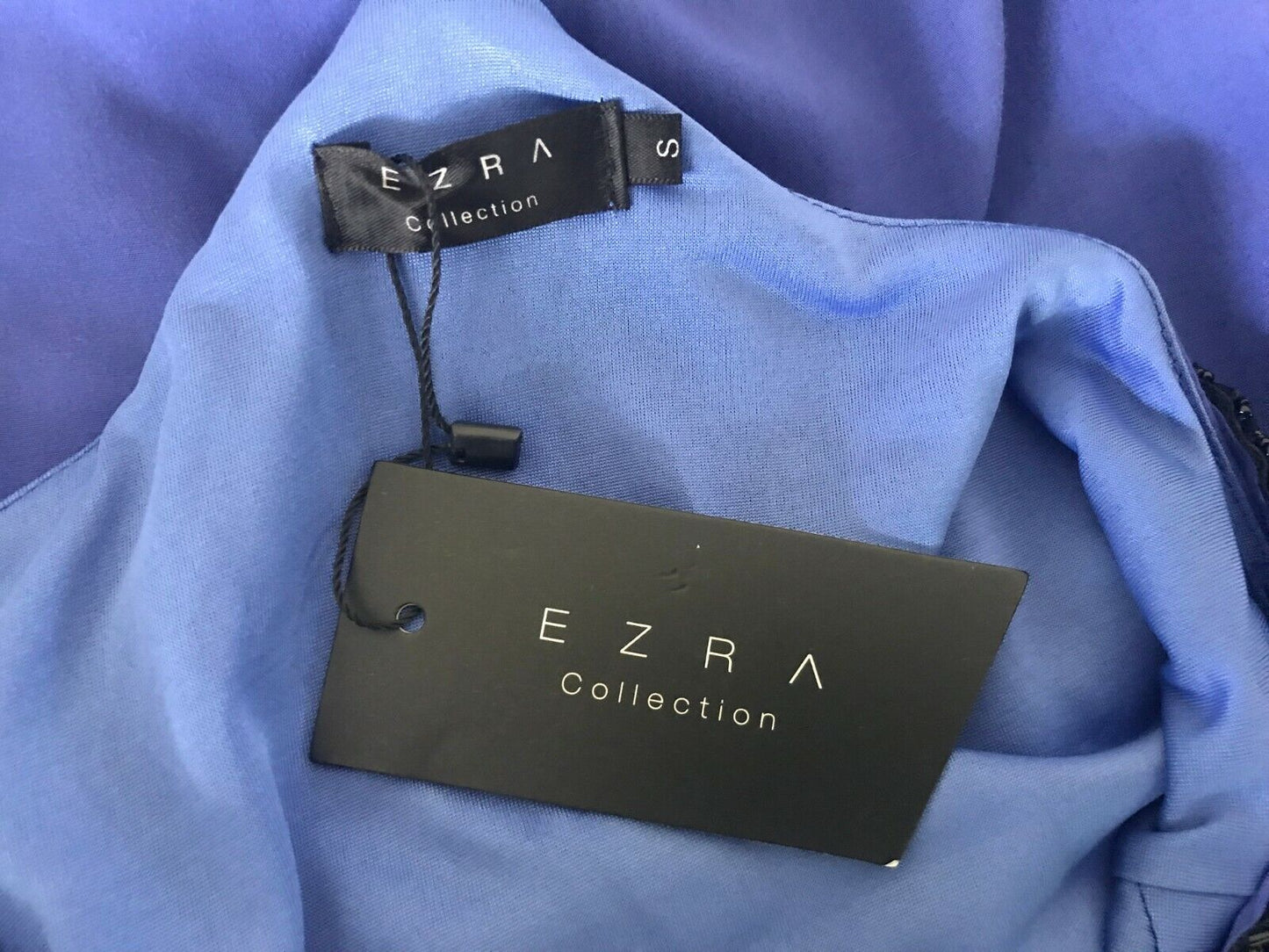 EZRA COLLECTION Maxi Dress Racer Back A-Line Blue Beaded Strap Dressy Size S NEW